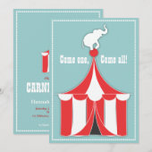 Invitation Circus Tent & Elephant Anniversaire de enfant Part (Devant / Derrière)
