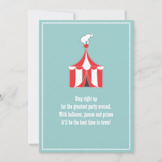 Invitation Circus Tent & Elephant Anniversaire de enfant Part