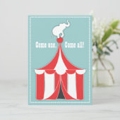 Invitation Circus Tent & Elephant Anniversaire de enfant Part (Debout devant)