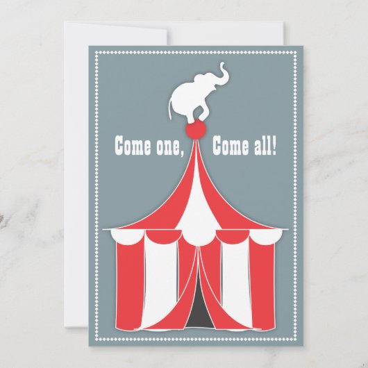 Invitation Circus Tent & Elephant Anniversaire de enfant Part (Devant)