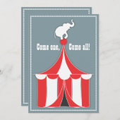 Invitation Circus Tent & Elephant Anniversaire de enfant Part (Devant / Derrière)