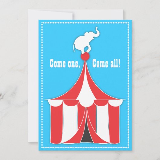 Invitation Circus Tent & Elephant Anniversaire de enfant Part (Devant)