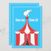 Invitation Circus Tent & Elephant Anniversaire de enfant Part (Devant / Derrière)