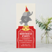 Invitation Circus Ticket Elephant Birthday Party (Debout devant)