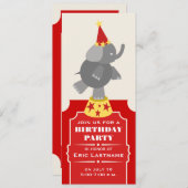Invitation Circus Ticket Elephant Birthday Party (Devant / Derrière)