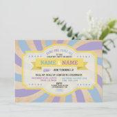 Invitation Circus Twins fête d'anniversaire Carnaval bleu Inv (Debout devant)