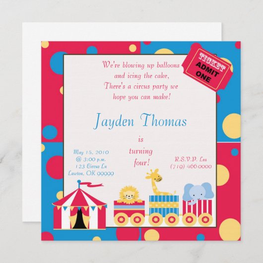 Invitation circuscopy, nous faisons exploser des ballons... (Devant / Derrière)