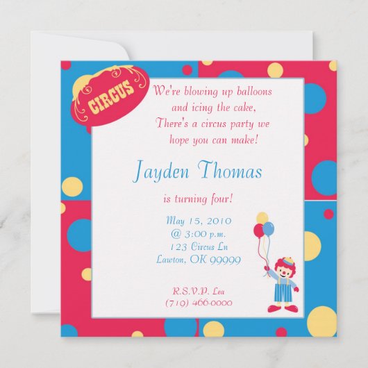 Invitation circuscopy, On fait exploser des ballons... (Devant)