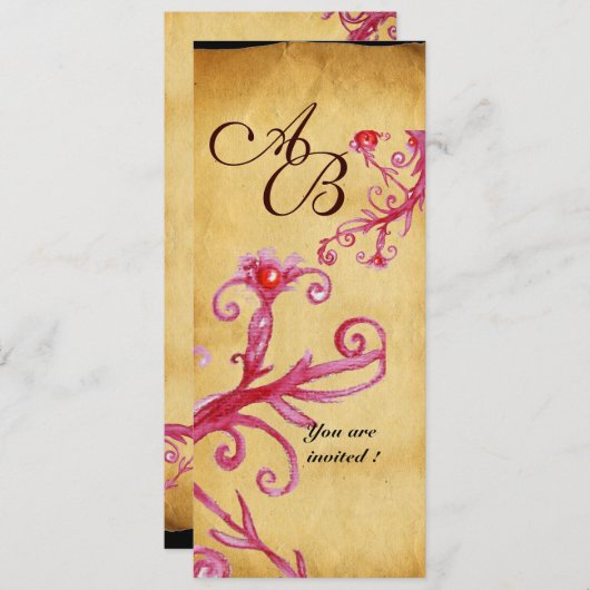 Invitation Cire à cacheter  Baies magiques monogramme,Parchem (Devant / Derrière)