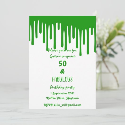 Invitation Cire À Déchets Vertes Cinquante Et Fabuleux Annive (Debout devant)