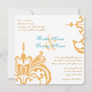 Invitation Cire d'abeille et Curaçao bleu Floral Damask Invit