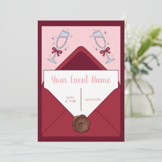 Invitation Cire de scellement d'enveloppe Bourgogne Rose Verr