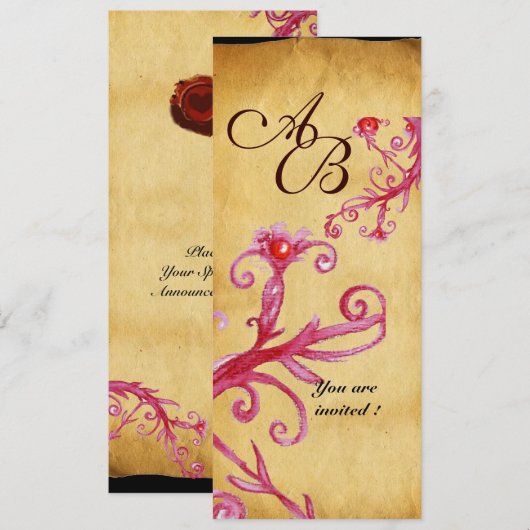 Invitation Cire JOINT  MAGIC BERRIES  MONOGRAMME,Papier parch (Devant / Derrière)