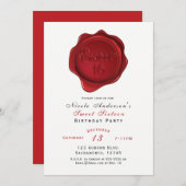 Invitation Cire Rouge Sceau Douceur 16 Élégante fête d'annive (Devant / Derrière)