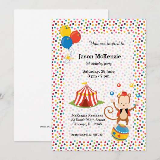 Invitation Cirque (Devant / Derrière)