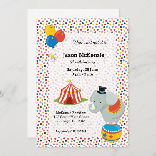 Invitation Cirque (Devant / Derrière)