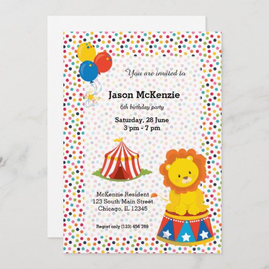 Invitation Cirque (Devant / Derrière)