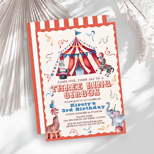 Invitation Cirque à Trois Anneaux Carnaval Animaux 3ème Anniv