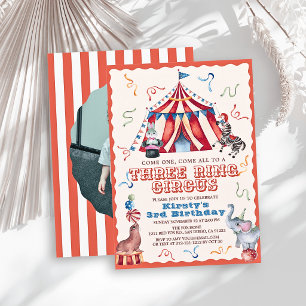 Invitation Cirque à Trois Anneaux Carnaval Photo 3ème Anniver