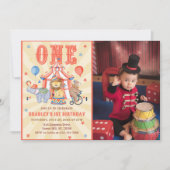 Invitation Cirque Carnaval & Animaux 1er Anniversaire Photo (Devant)
