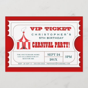 Invitation Cirque Carnaval Anniversaire Fête Billets Invitati