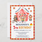 Invitation Cirque Carnaval Big Top Garçon 5ème Anniversaire (Devant)
