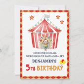 Invitation Cirque Carnaval Big Top Garçon 5ème Anniversaire (Dos)