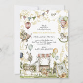 Invitation Cirque Carnaval | Fête de Bébé en Forêt de Bois (Devant)