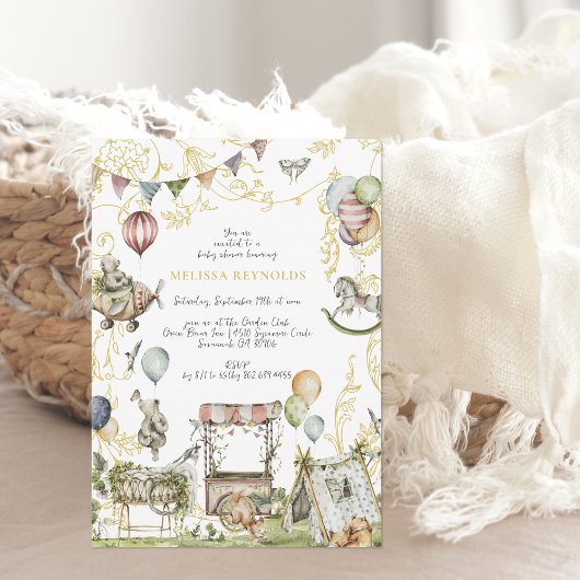 Invitation Cirque Carnaval | Fête de Bébé en Forêt de Bois