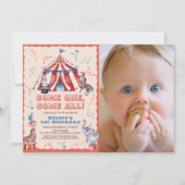 Invitation Cirque Carnaval Tente Animaux 1er Anniversaire Pho (Devant)