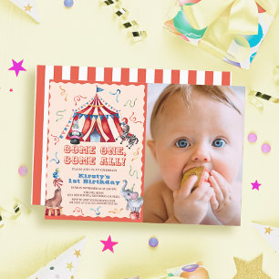 Invitation Cirque Carnaval Tente Animaux 1er Anniversaire Pho