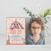 Invitation Cirque Carnaval Tente Animaux Photo Anniversaire (Debout devant)