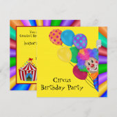 Invitation Cirque d'anniversaire Happy Clown (Devant / Derrière)