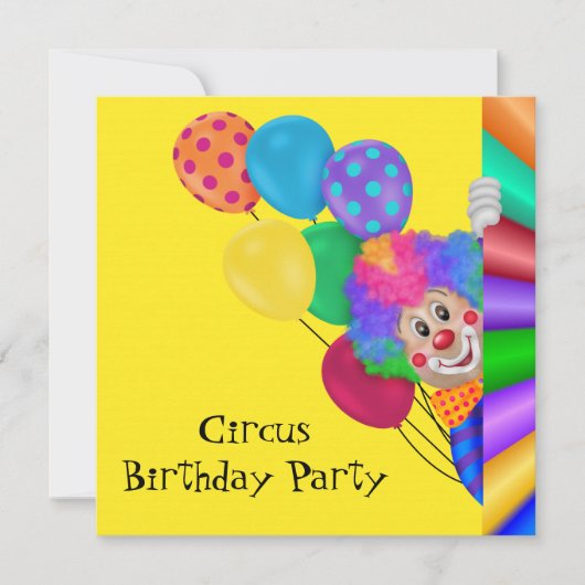 Invitation Cirque d'anniversaire Happy Clown (Devant)