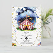 Invitation Cirque d'aquarelle personnalisée Anniversaire (Debout devant)