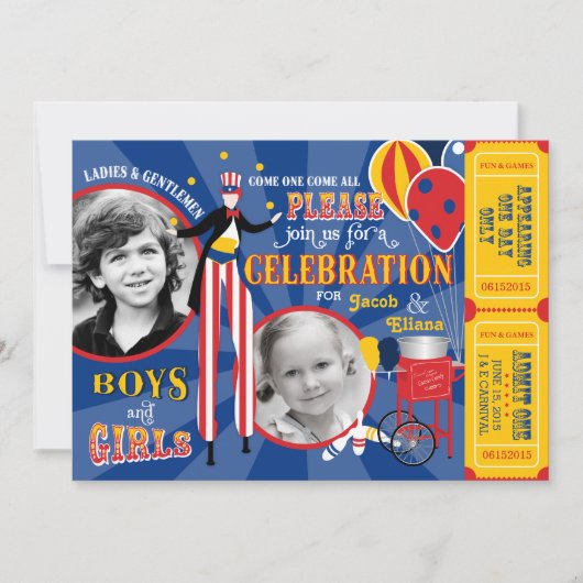 Invitation Cirque de la fête foraine Marcheurs sur échasses A (Devant)