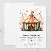 Invitation Cirque de la tente numérique pour enfants Annivers (Devant / Derrière)