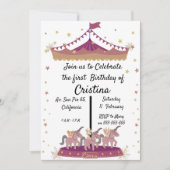 Invitation Cirque de poney animaux mignons (Devant)