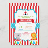 Invitation Cirque d'invitations de fête d'anniversaire de (Devant / Derrière)