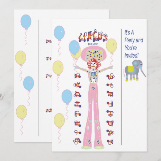Invitation Cirque Fête à thème (Devant / Derrière)