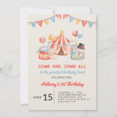Invitation Cirque Fiesta Premier Anniversaire Moderne Mignon (Devant)