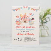 Invitation Cirque Fiesta Premier Anniversaire Moderne Mignon (Debout devant)