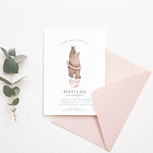 Invitation Cirque Ours Moderne pour enfants | Fête d'annivers