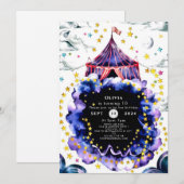 Invitation Cirque personnalisé coloré Anniversaire (Devant / Derrière)