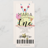 Invitation Cirque Premier Anniversaire Ticket Party Foil Star (Devant / Derrière)