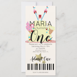 Invitation Cirque Premier Anniversaire Ticket Party Foil Star