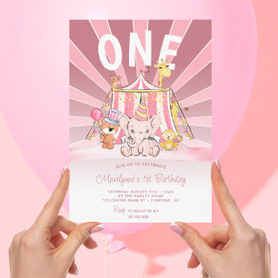 Invitation Cirque Rose Grand Chapiteau 1er Anniversaire