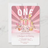 Invitation Cirque Rose Grand Chapiteau 1er Anniversaire (Devant)