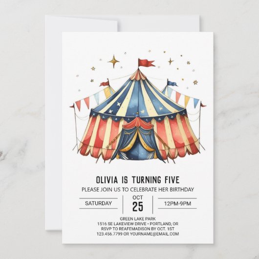 Invitation Cirque simple sur mesure pour enfants (Devant)