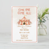 Invitation Cirque Whimsical Cheval Premier anniversaire (Debout devant)